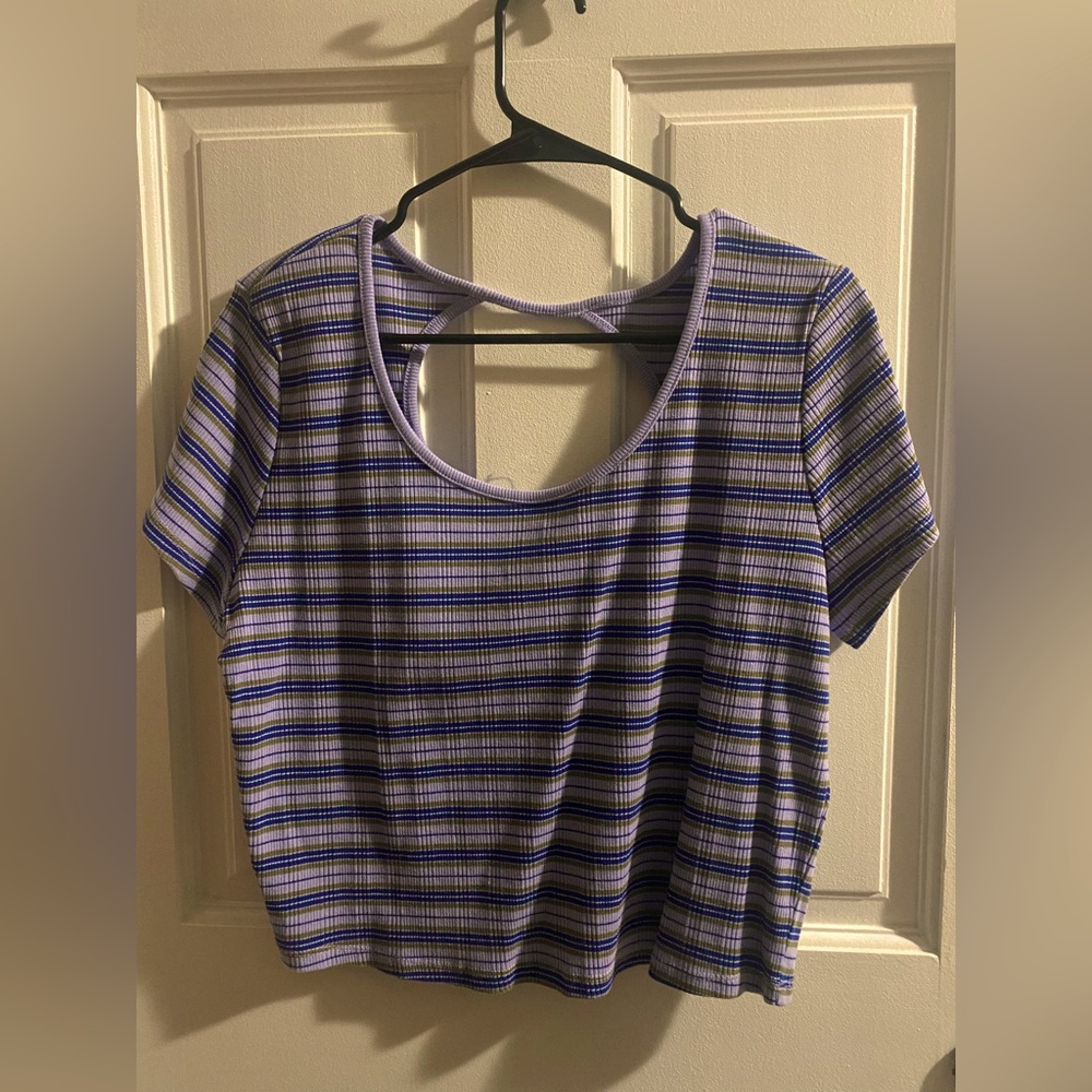 striped open-back crop